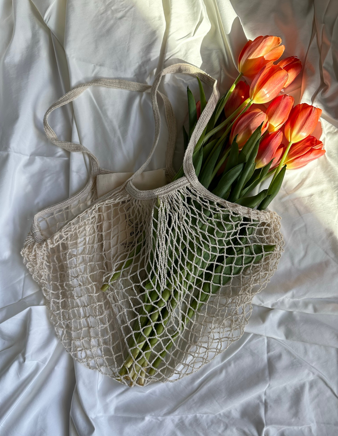 elims custom mesh cotton tote for market or beach