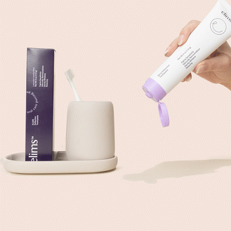 ELIMS Reflection toothpaste in the flavor lavender vanilla mint. Combines natural ingredients like nano-hydroxyapatite, a natural mineral and fluoride alternative. Formulated with input from dentists to gently remineralize teeth and keep your mouth fresh all day or night. Foodie friend approved!