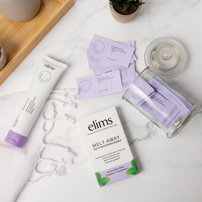 Melt-Away Teeth Whitening by ELIMS. Clinically proven to lighten teeth without harming enamel. Totally enamel safe! Made for sensitive teeth.