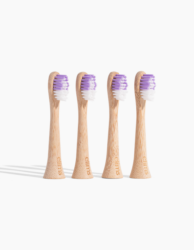 Beautiful and sustainable bamboo electric toothbrush heads in a four pack. Compatible with Philips Sonicare electric toothbrushes. 4-pack of ELIMS bamboo electric toothbrush replacement heads compatible with Philips Sonicare.