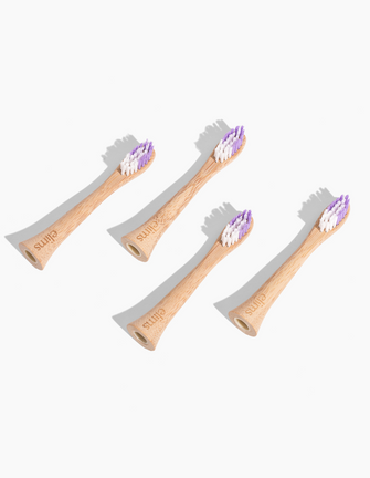 Beautiful and sustainable bamboo electric toothbrush heads in a four pack. Compatible with Philips Sonicare electric toothbrushes.