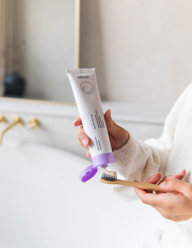 aELIMS Reflection fluoride-free toothpaste, Lavender Vanilla Mint, 4oz tube in sustainable packaging